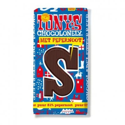 Tony's Chocolonely Pure chocolade letterreep pepernoot S